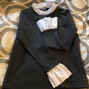 Chic gray sweater w/ illusion of white shirt under